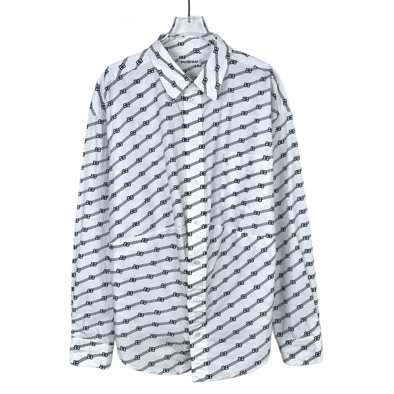 99新 Balenciaga/巴黎世家 双B满印翻领衬衫  017640