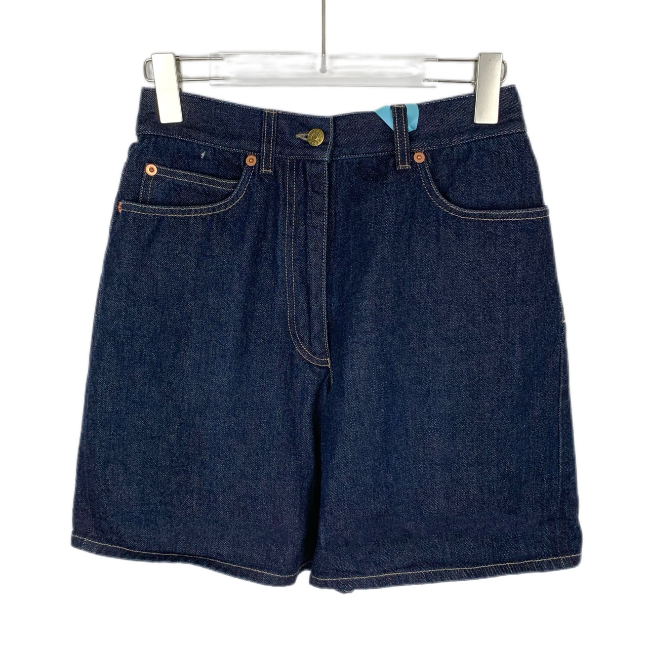 99新 GUCCI/古驰 皮牌logo棉质牛仔短裤 /8110 