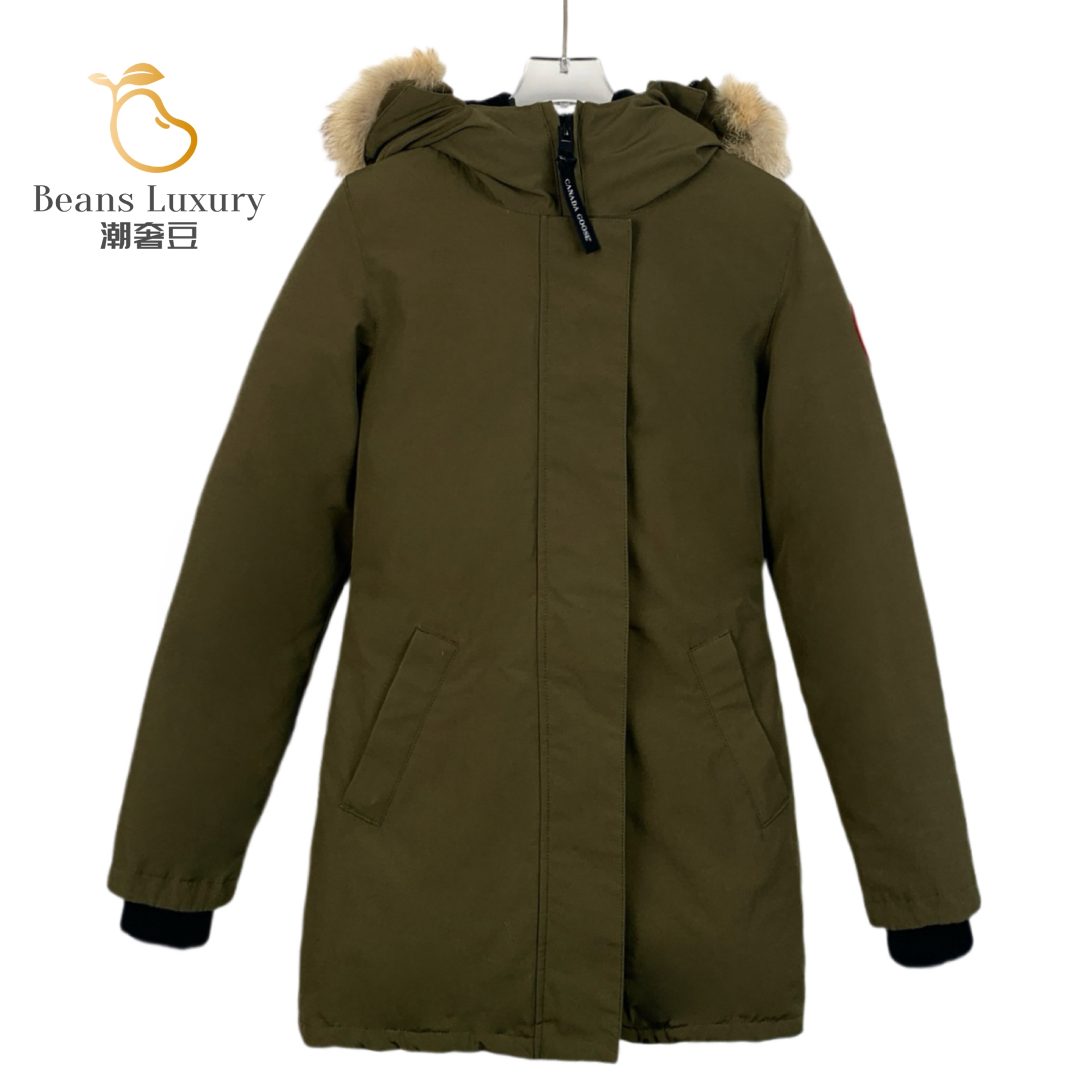 99新 CANADA GOOSE H11497 徽标贴饰连帽羽绒服