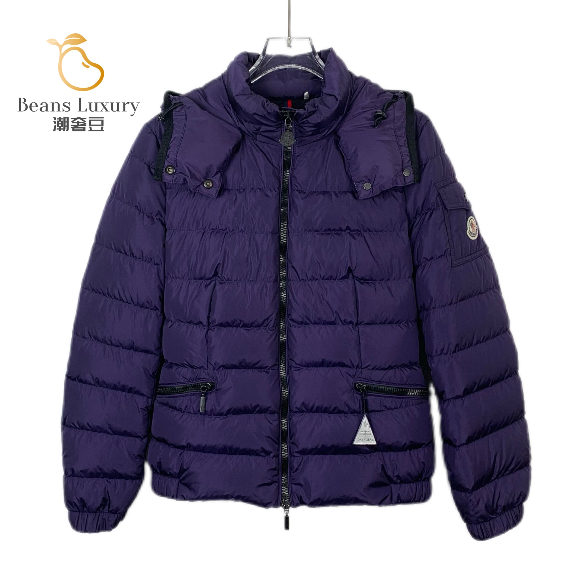 99新 MONCLER 徽标贴饰连帽绗缝羽绒服/H9341 