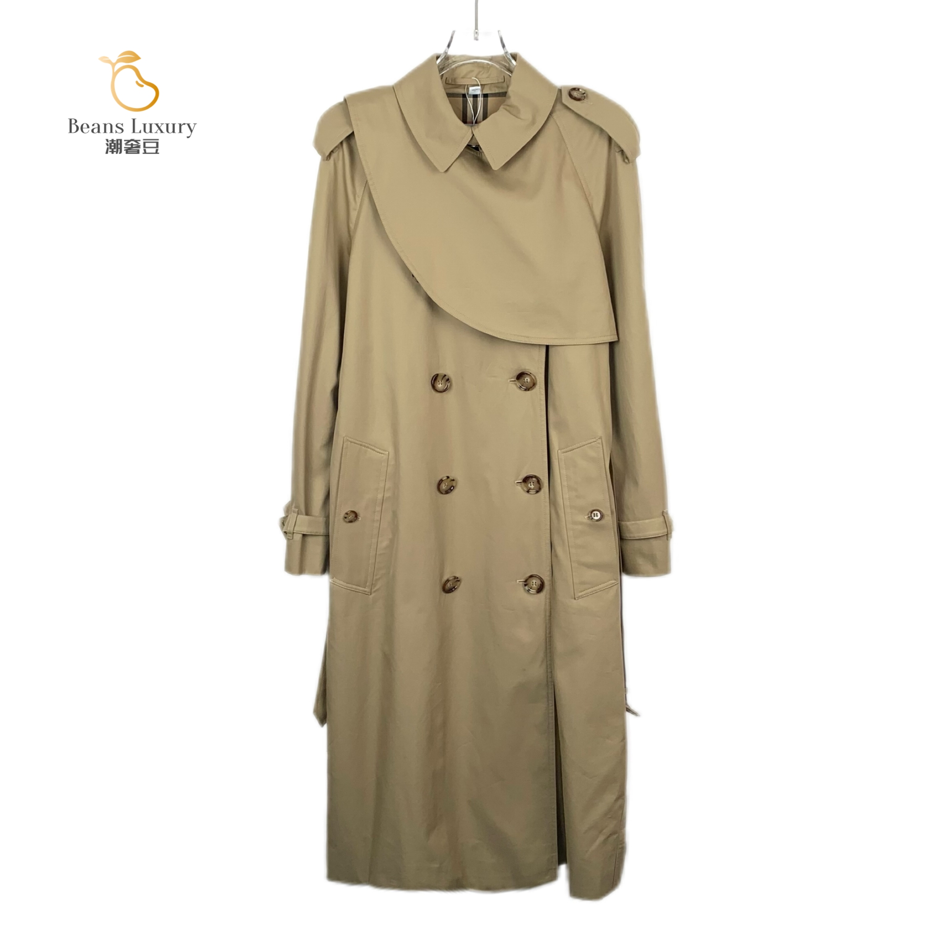 BURBERRY/博柏利99新/潮奢豆 严选/卡其色棉质翻领风衣/H10170