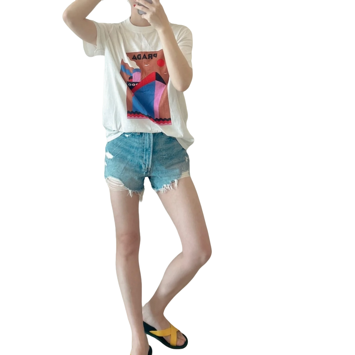 Prada/普拉达潮奢豆 严选/logo轮船印花圆领白色短袖/95新/014543