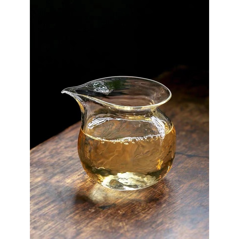 堪比自慢手工耐热高硼硅玻璃钱袋子公杯200ml锤纹玻璃杯家用茶道