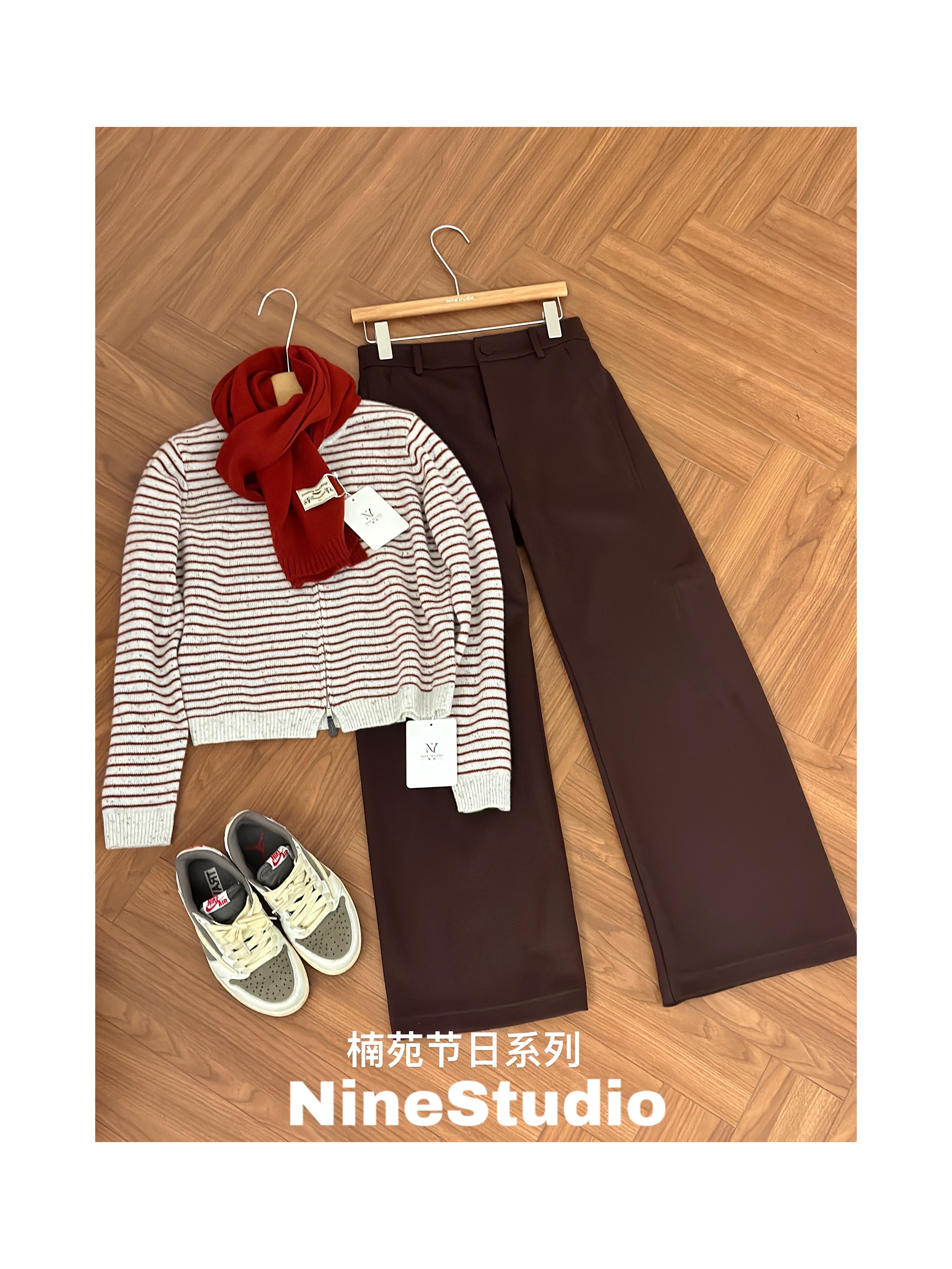 楠的设计师三个颜色香蕉毛呢裤