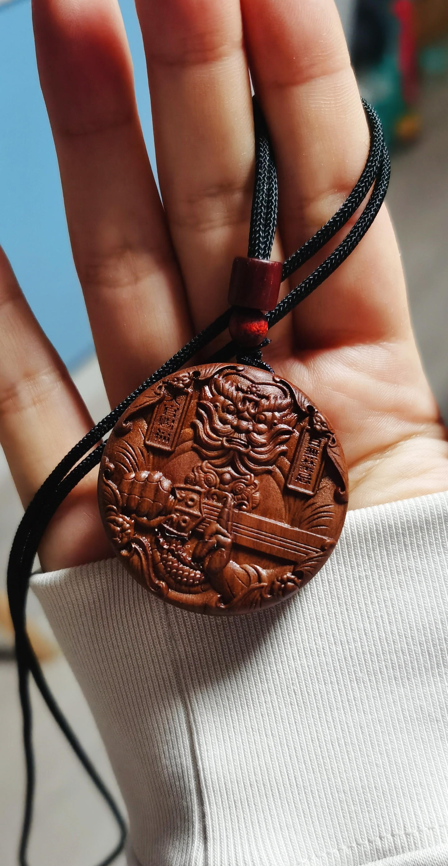 雷击枣木钟馗天圆吊坠挂件吊坠绳