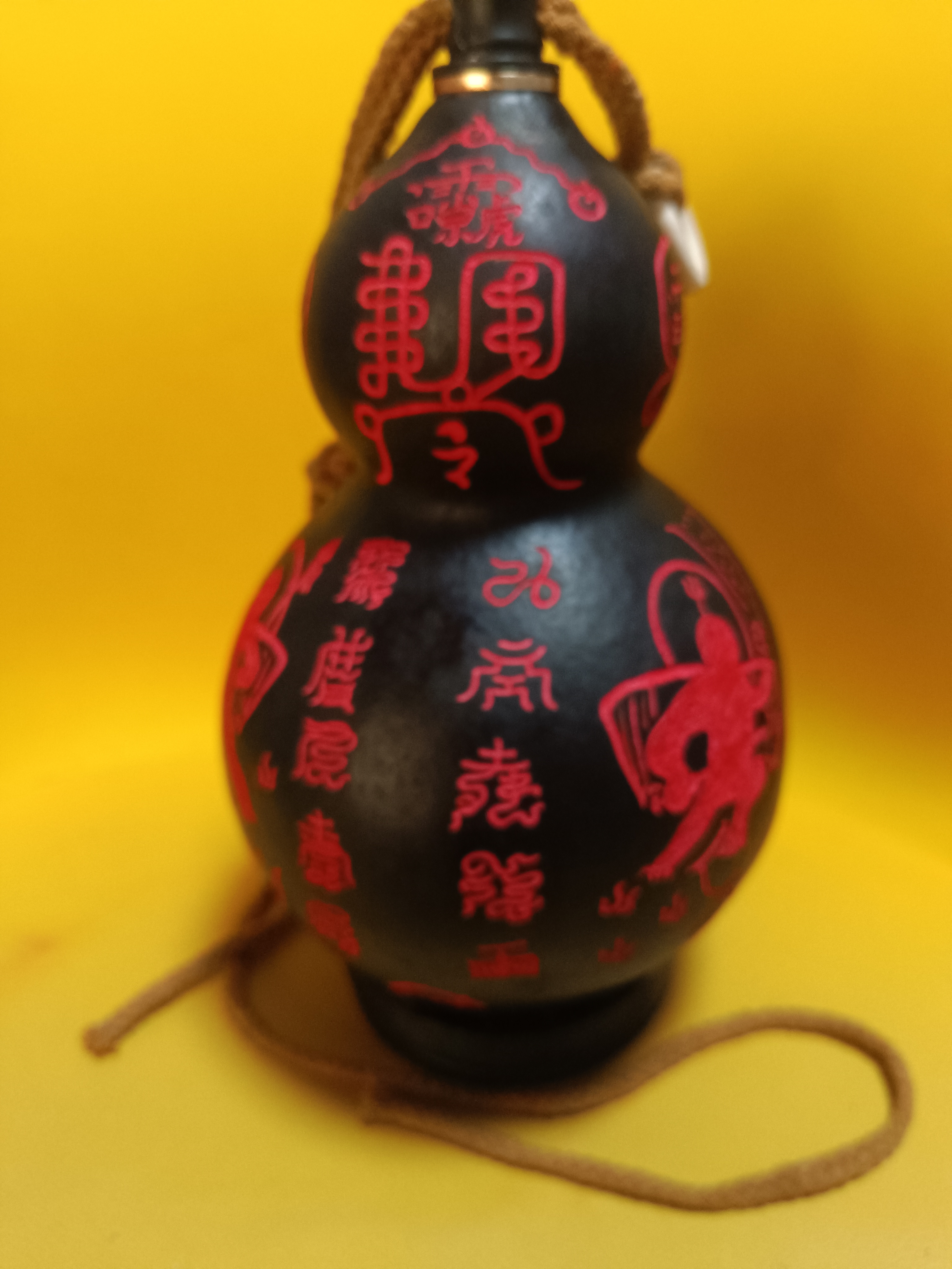 手工雕刻天然葫芦煮色做旧酒葫芦紫薇讳道家葫芦居家摆件