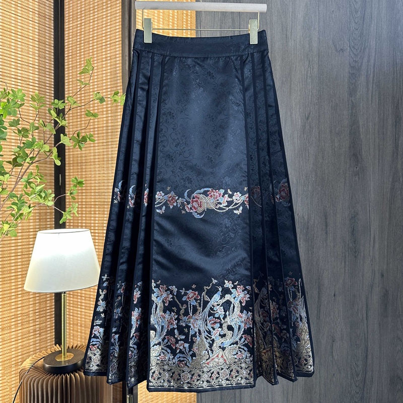 【凤栖牡丹】春款新款马面裙新中式国风松紧腰显瘦百搭女半身裙提花