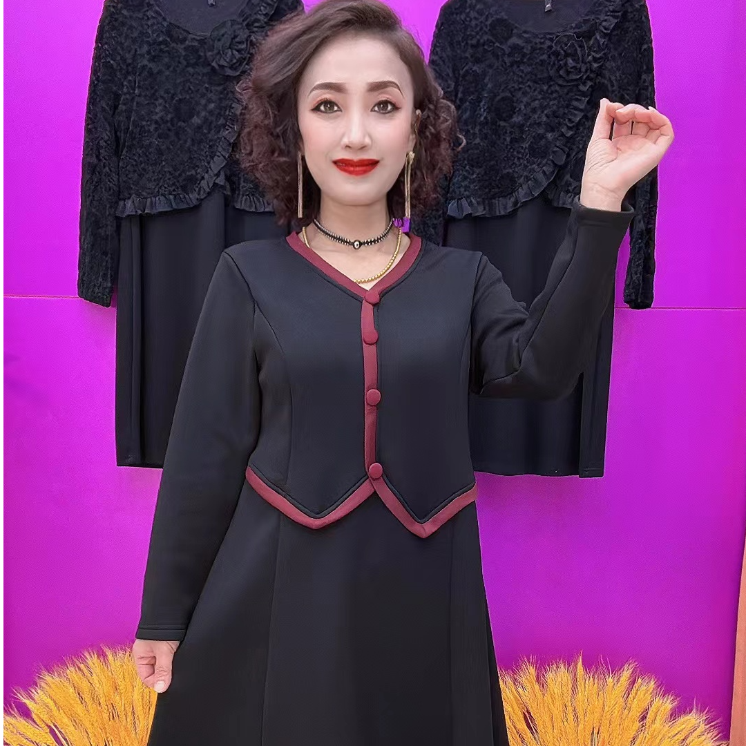 WEIZI富佳00525时尚V领加绒连衣裙