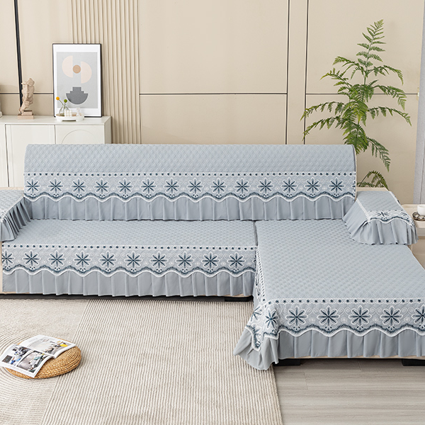 【余欢】亲肤棉秋冬新款简约布艺沙发垫枕套防滑四季款通用型罩套