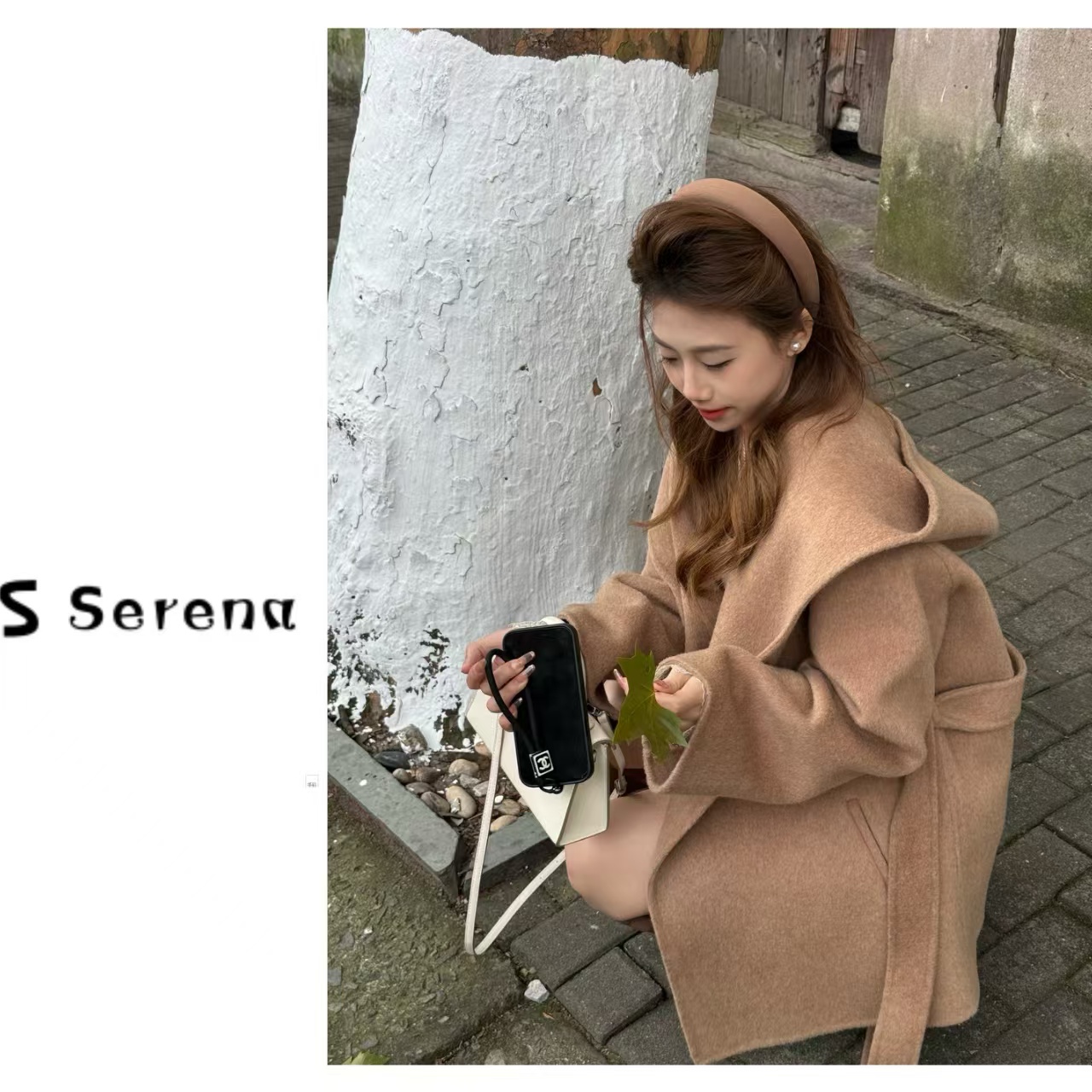 Serena全羊毛短款连帽大衣