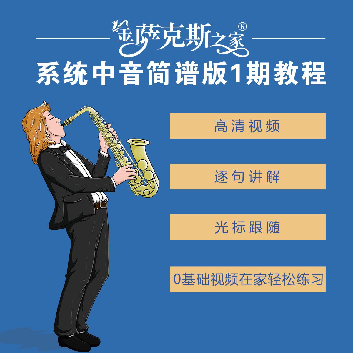 中音零基础2套课程共106节精细讲解课程下单后还要配伴奏盘 初学