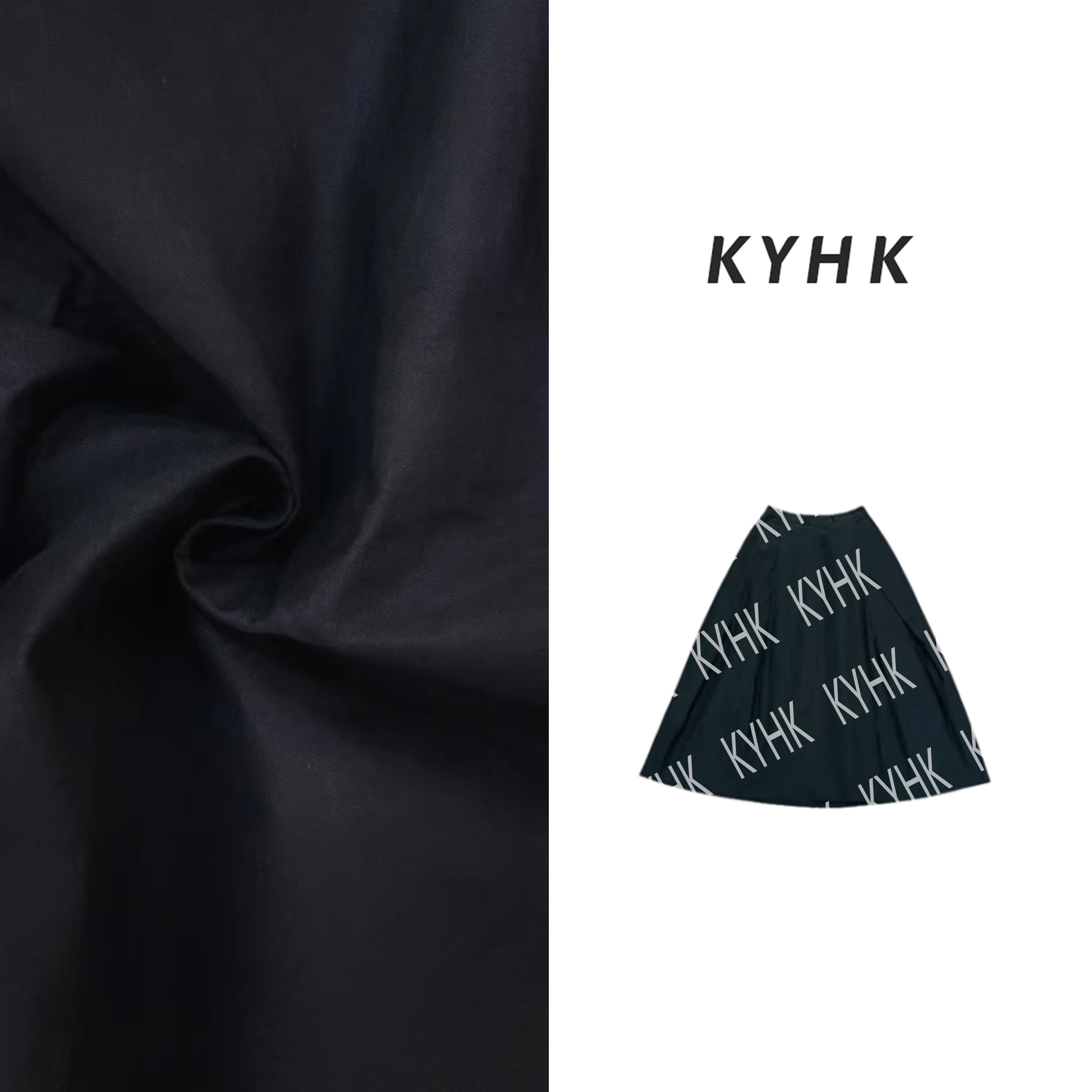 KYHK褶裥A字百搭松紧腰中长半身裙240993