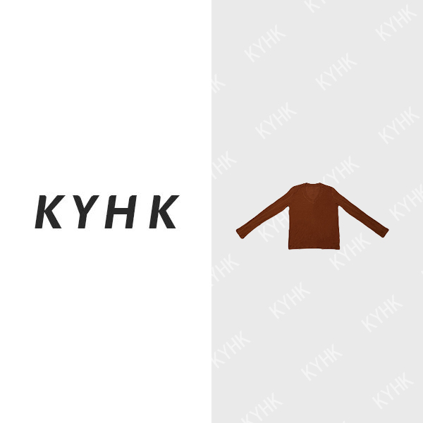 KYHK秋冬半高领纯色长袖简约百搭v领长袖230846