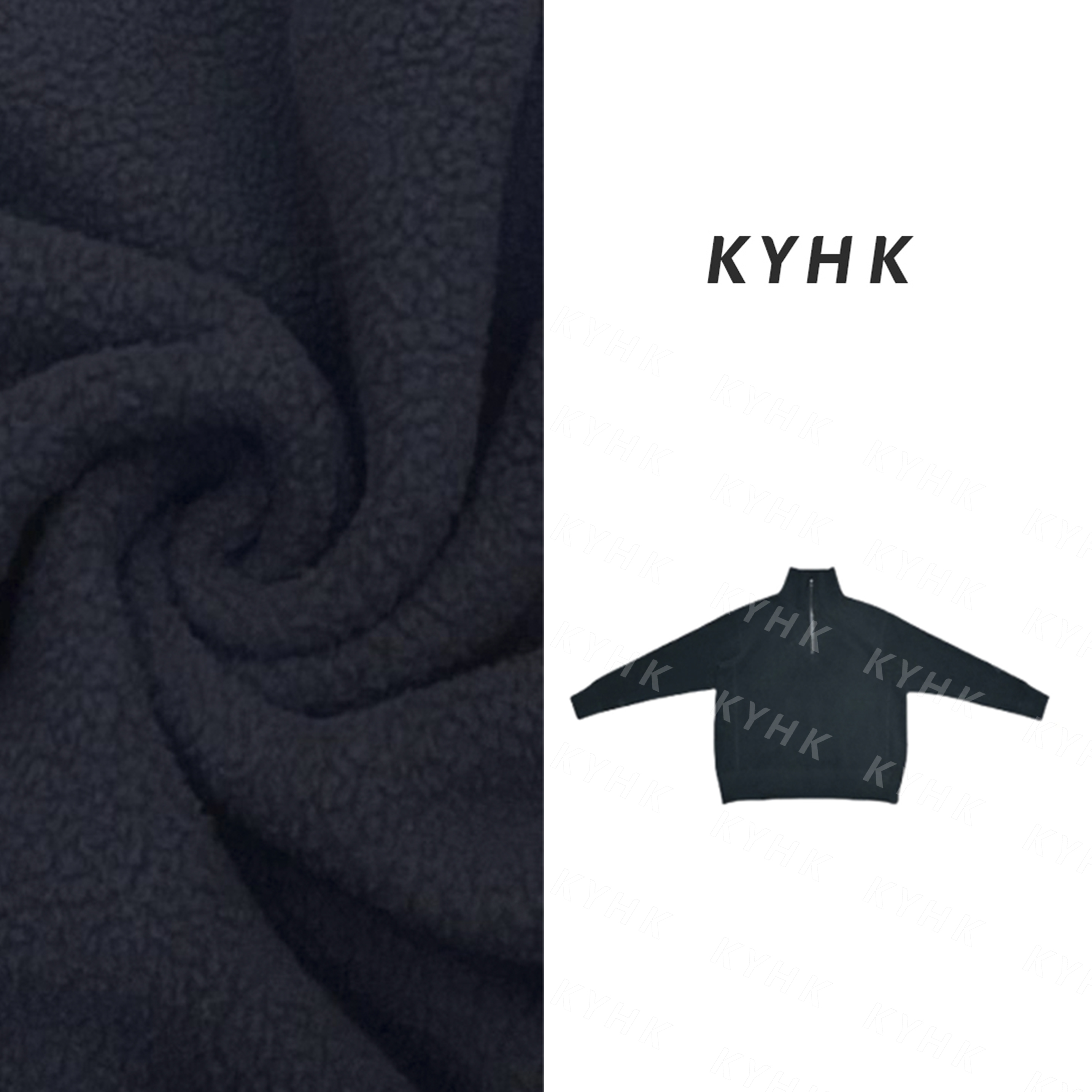 KYHK休闲简约风半拉链高领颗粒卫衣240901