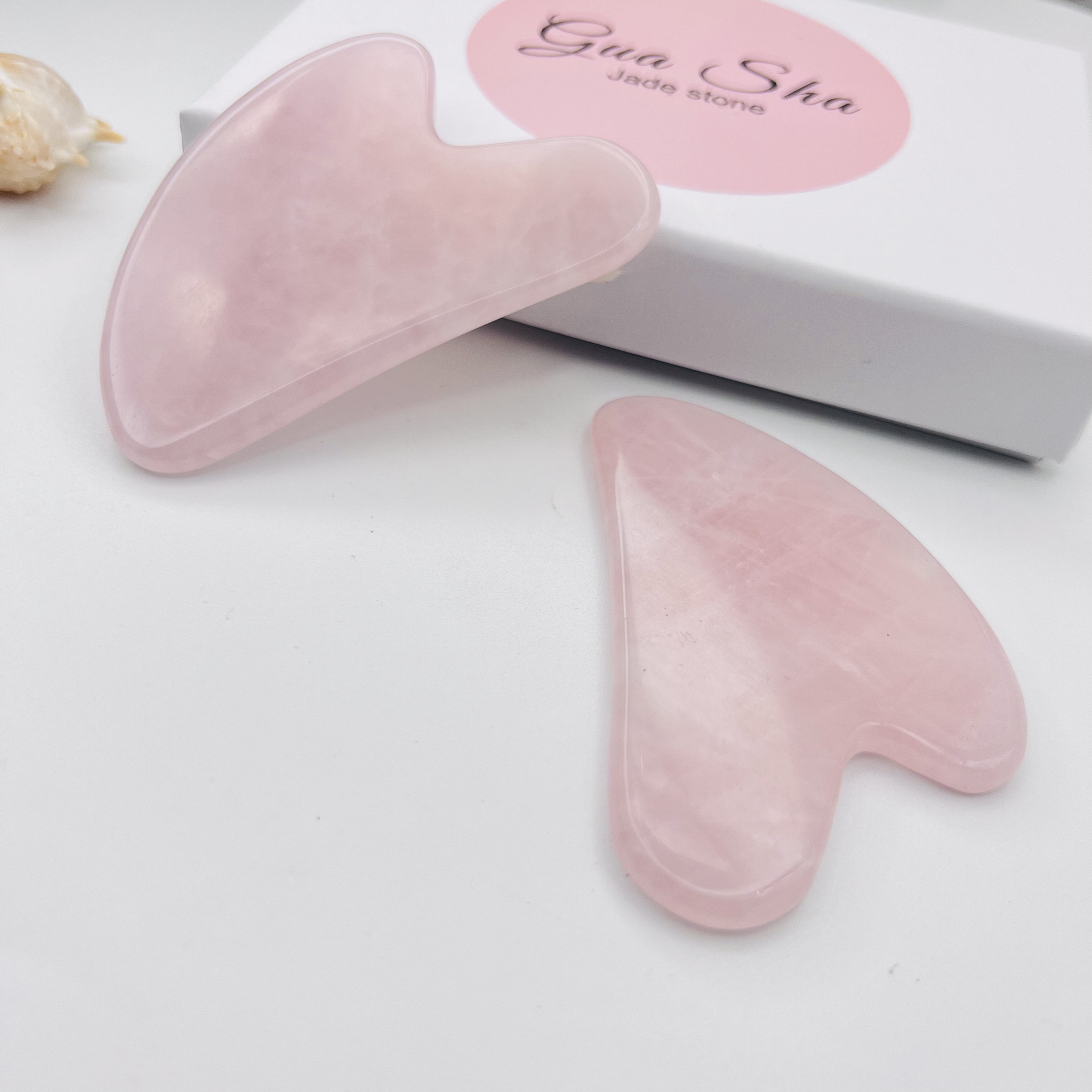 天然粉晶玉石刮板家用颈椎眼部提拉拨筋按摩板V形脸部美容刮脸板