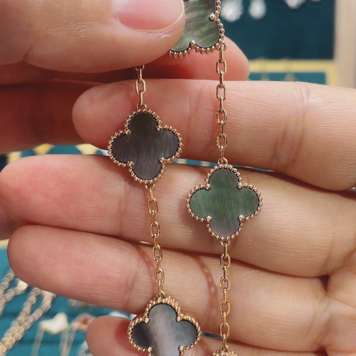 【闪购商品】贝壳（贝母）手链18K金镶嵌Y灰贝母手链玫瑰金