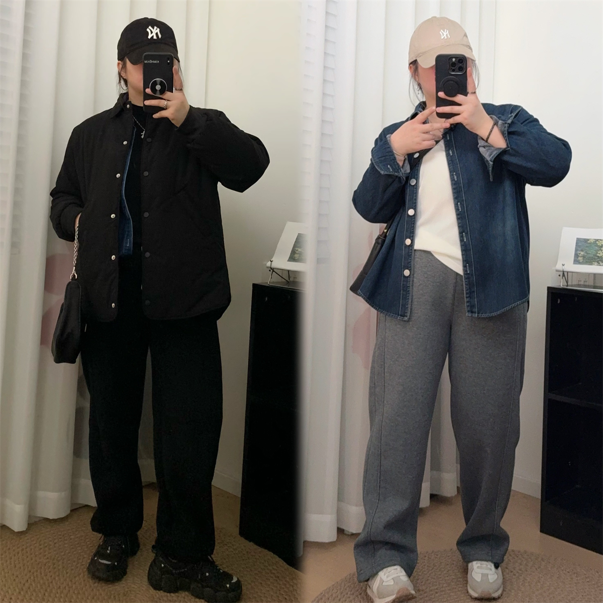 福福大码女装 冬季加绒窄版直筒休闲阔腿裤200斤松紧腰束脚运动裤