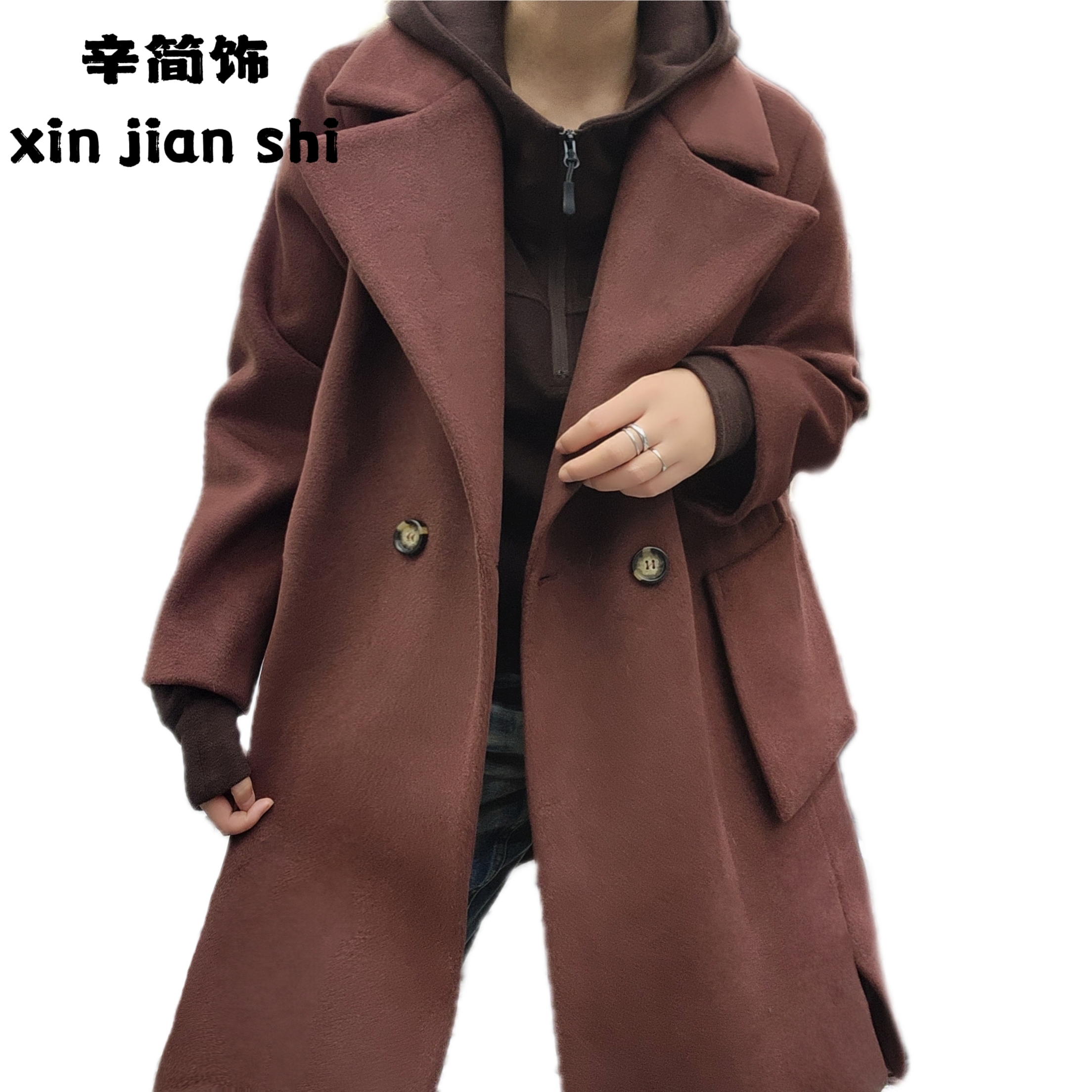 【简简推荐】-宽松韩版秋冬单面绒大衣-1818