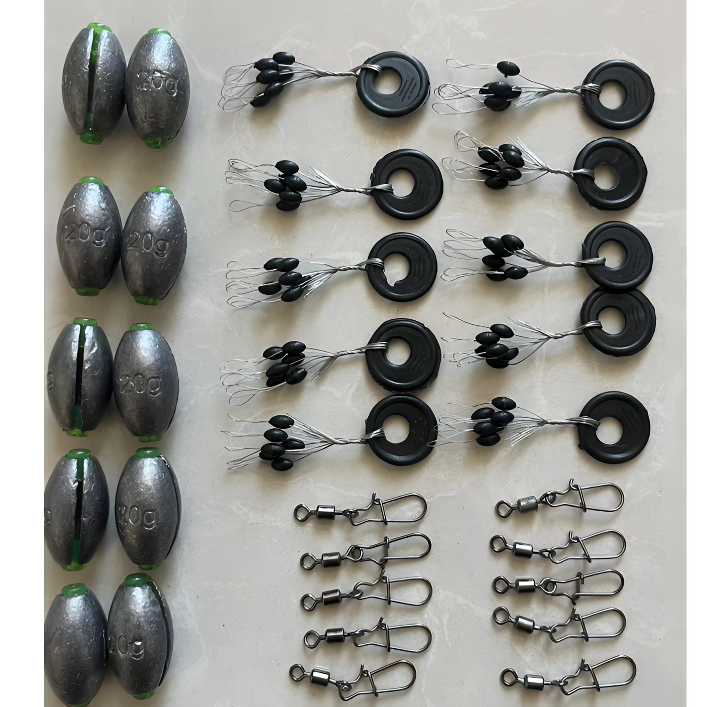 小爆炸钩线组配件通用开口铅坠+8字链接器+太空豆