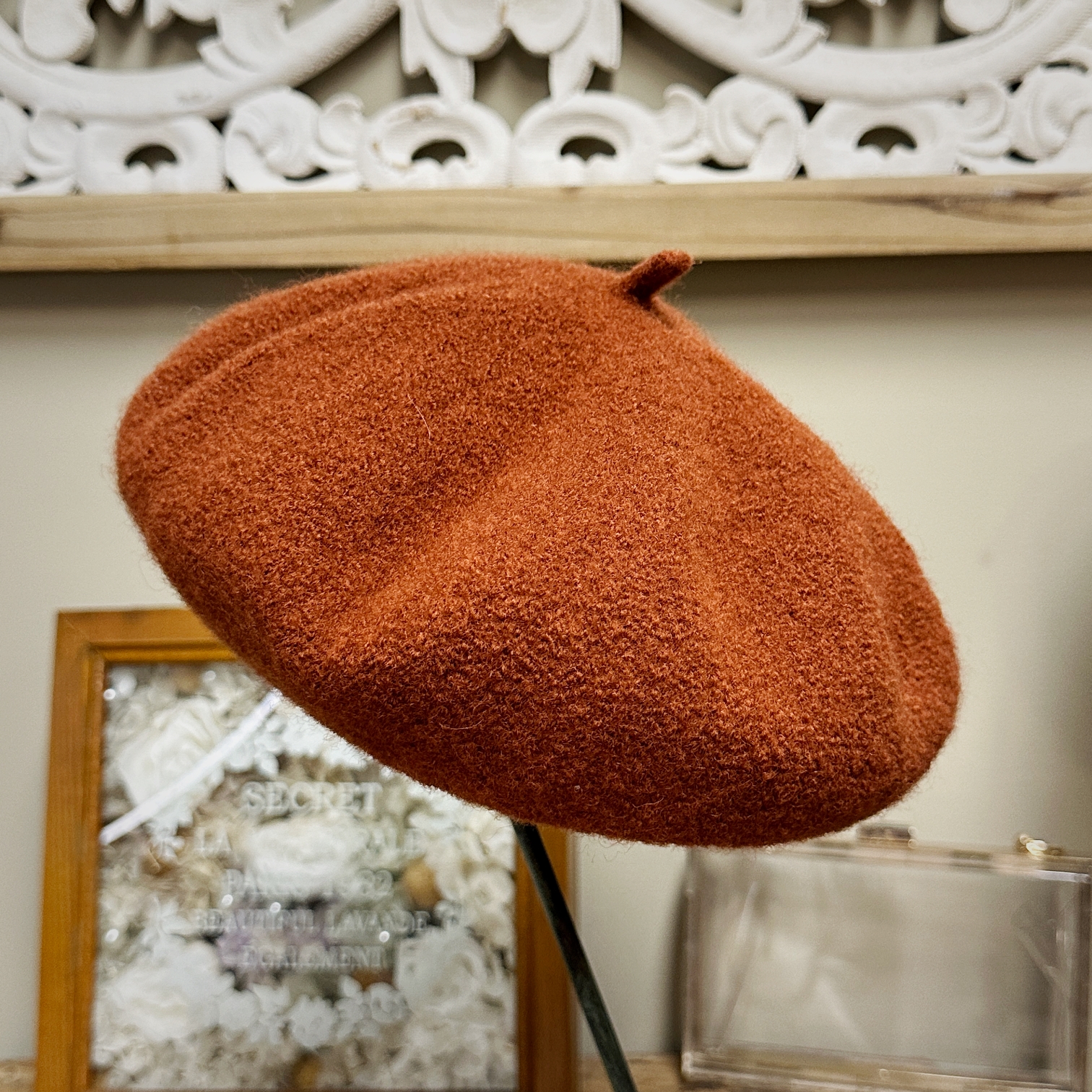 零点兰花春秋毛呢贝雷帽女时尚简约文艺百搭八角画家帽子