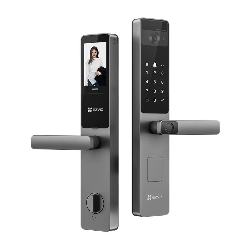 萤石DL20FVS 3D人脸大屏视频锁指纹掌静脉智能锁半自动猫眼门铃