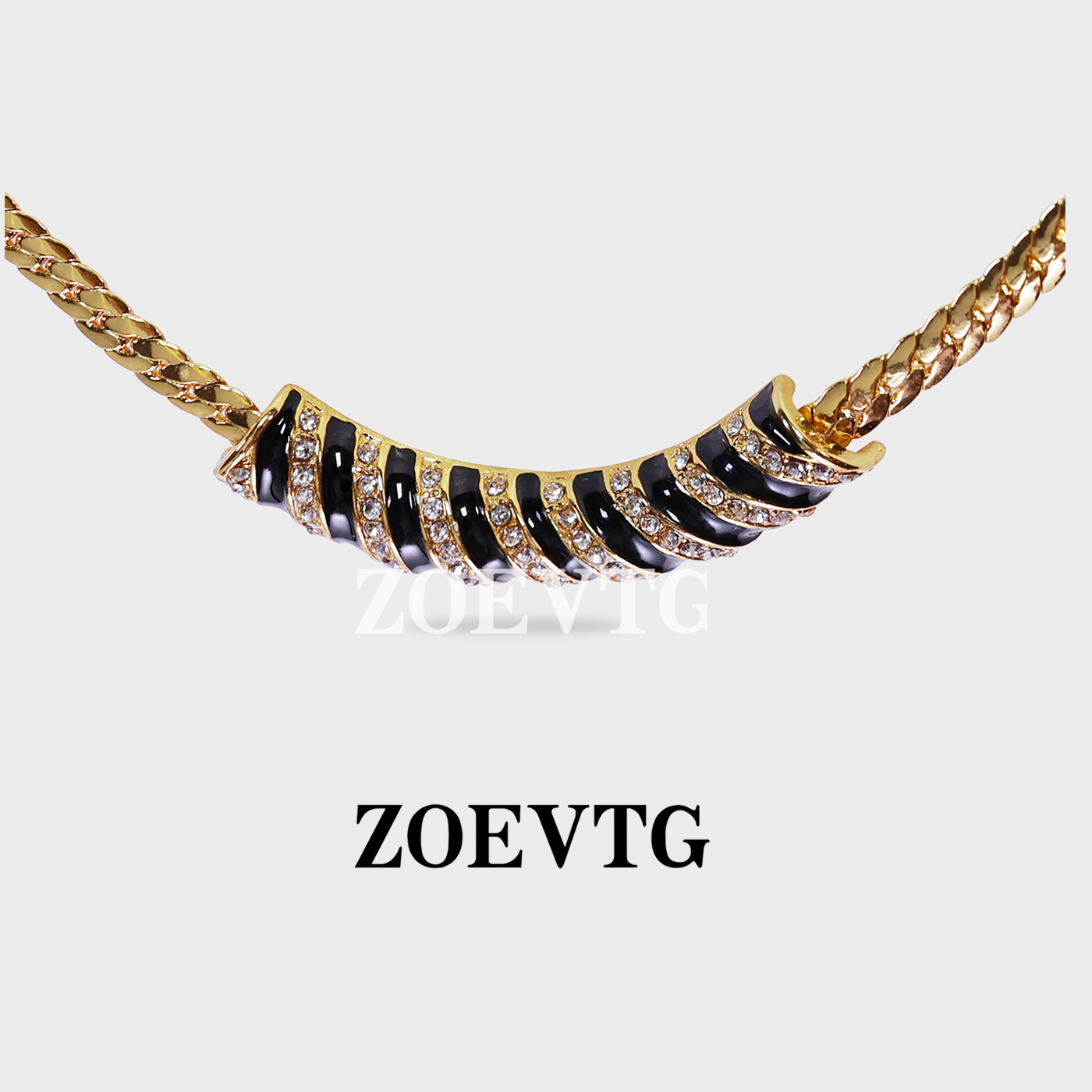 铜合金珐琅项链 经典黑金】镇店系列通勤百搭中古vintage项链1001