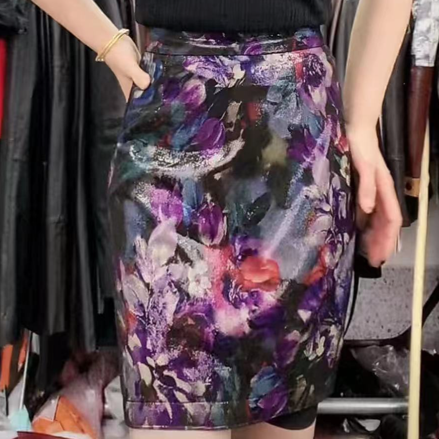 【火苗家】女士复古半身裙气质印花一步裙半裙高腰短款花色时尚263