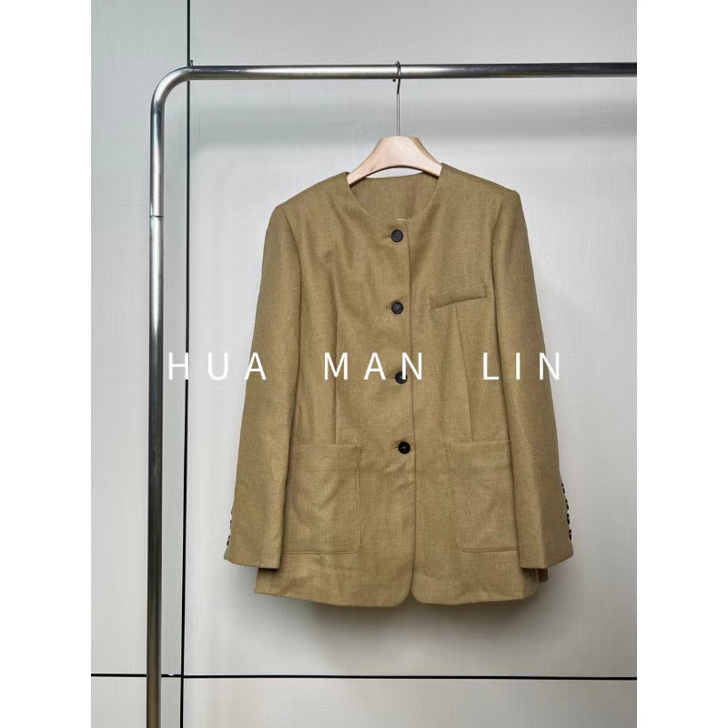 【花滿林】圆领排扣双口袋外套83177