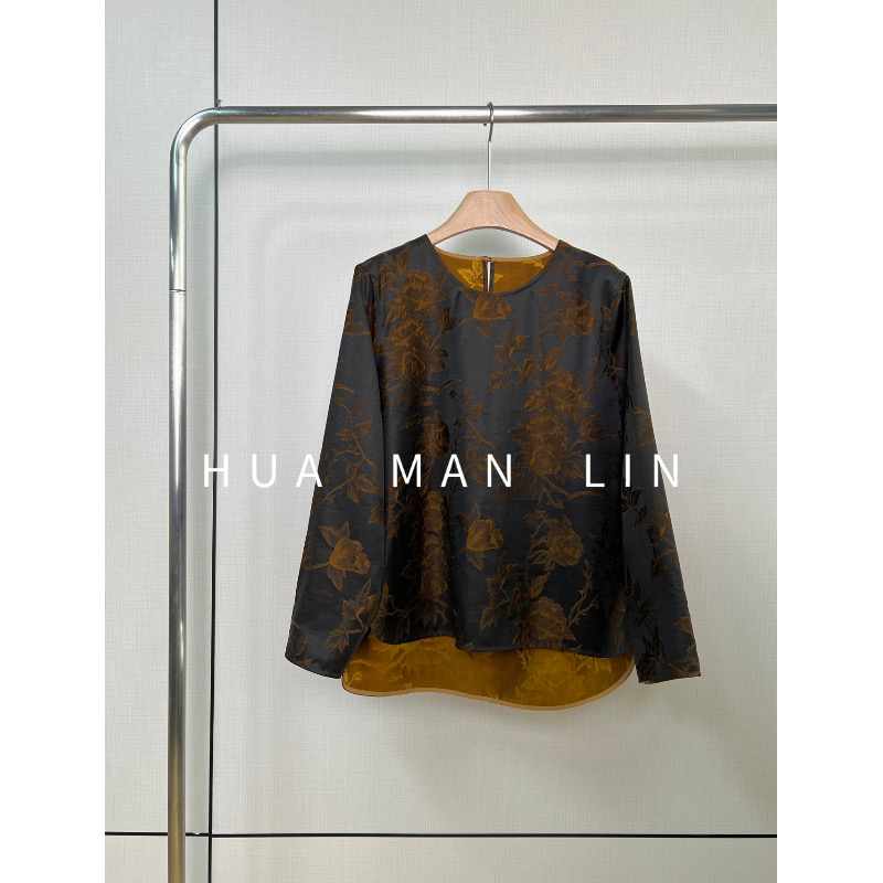 【花满林】‘晚风’圆领正肩35MM香云纱真丝桑蚕丝上衣245570