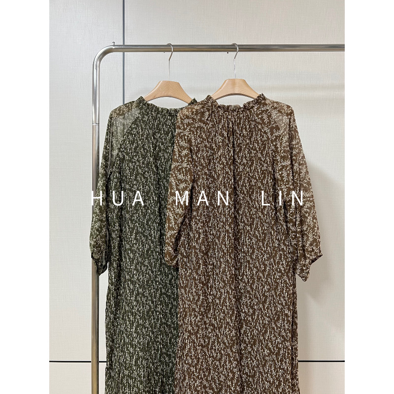 【花滿林】两色系带碎花大摆连衣裙82426