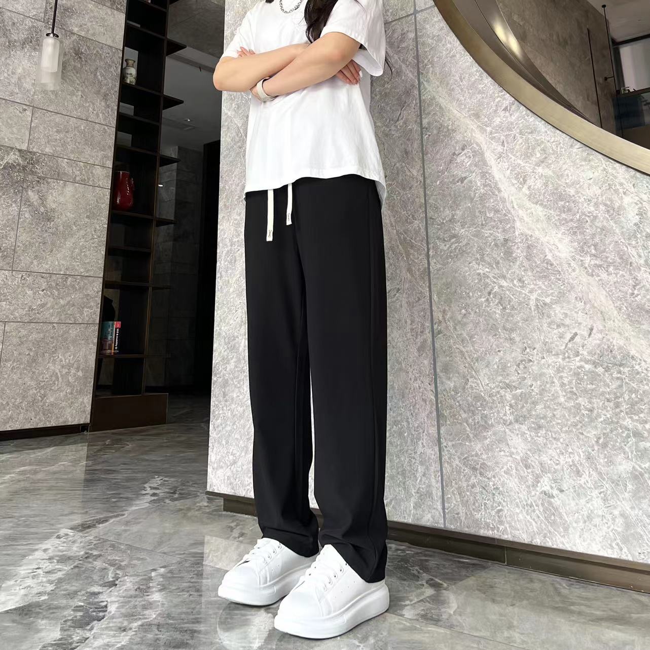 2025新款春秋款百搭休闲裤ins宽松直筒垂感裤子显瘦男长裤速干