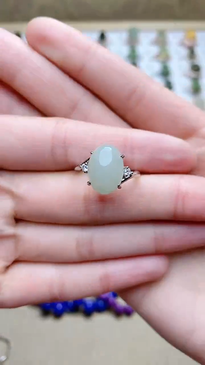 【闪购商品】和田玉戒指银S925镶嵌1