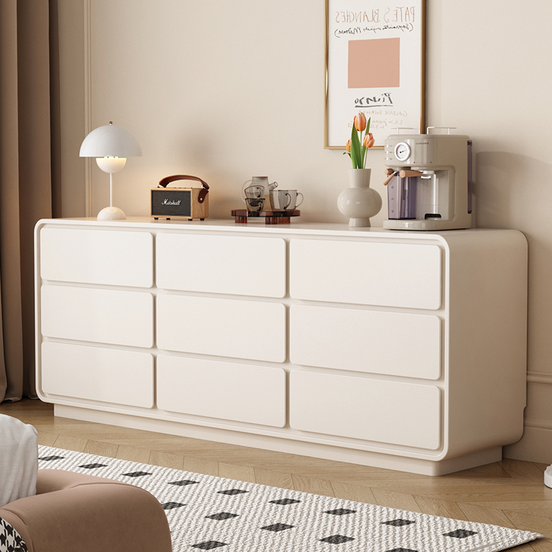 实木九斗柜奶油风卧室床尾收纳电视柜简约法式抽屉式储物玄关柜