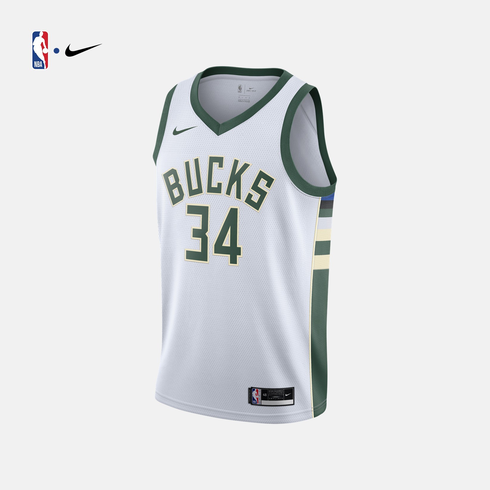 【NBA球衣】NIKE耐克雄鹿队阿德托昆博34号速干篮球训练服男款