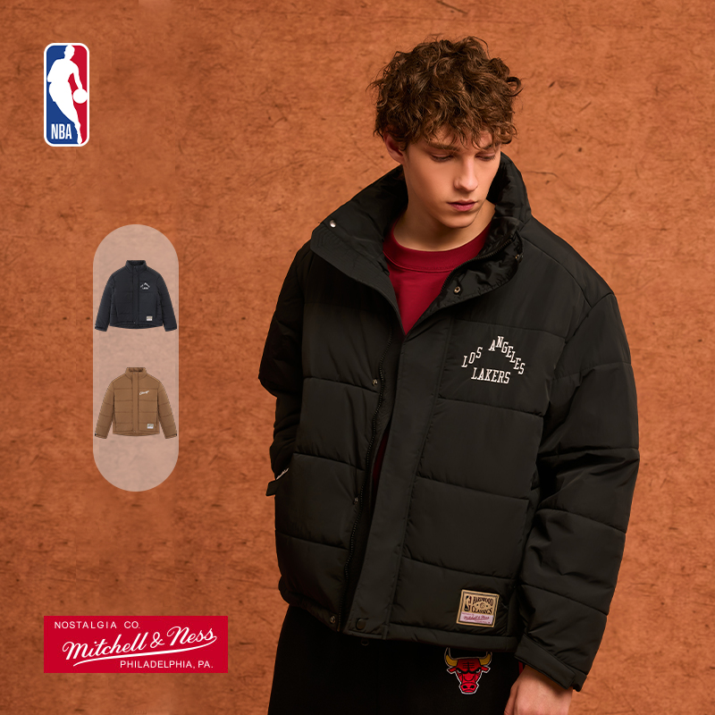 Mitchell&ness-NBA官方湖人公牛冬季男女同款保暖防寒运动棉服