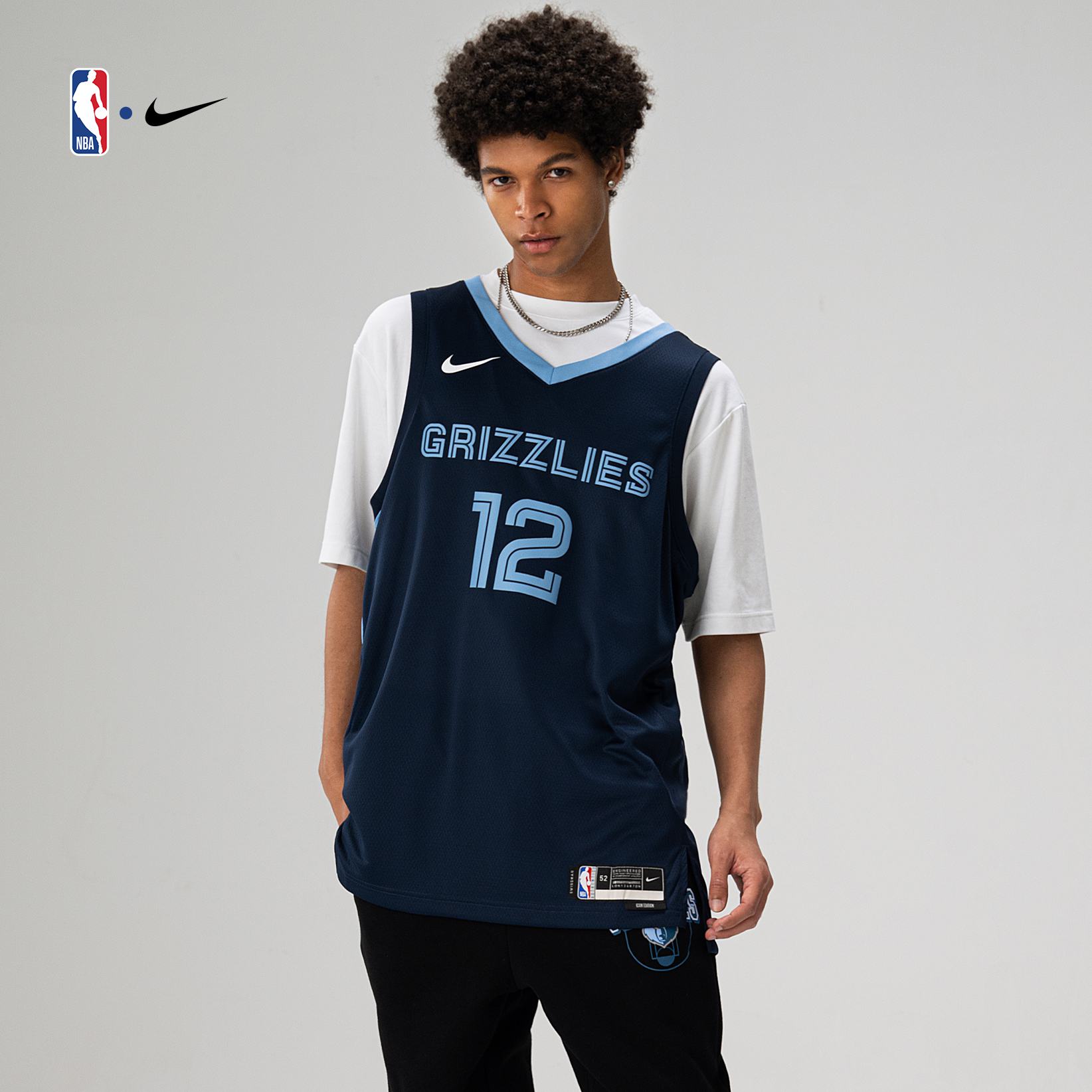 【NBA球衣】Nike灰熊队莫兰特Dri-FIT SW男子透气速干运动球衣
