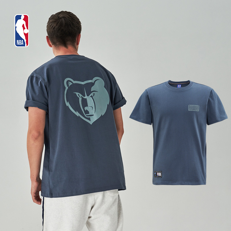 NBA固若金汤系列-圆领T恤舒适灰熊夏季时尚运动户外休闲纯棉透气
