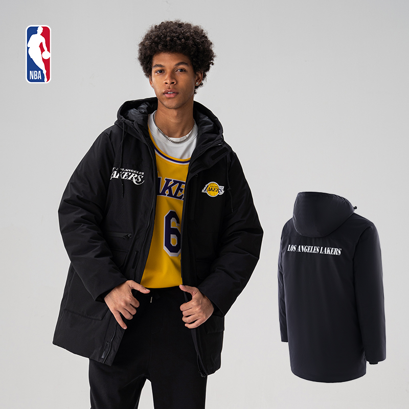 【宠粉节】NBA官方湖人勇士冬季加厚运动保暖棉服连帽工装宽松外套