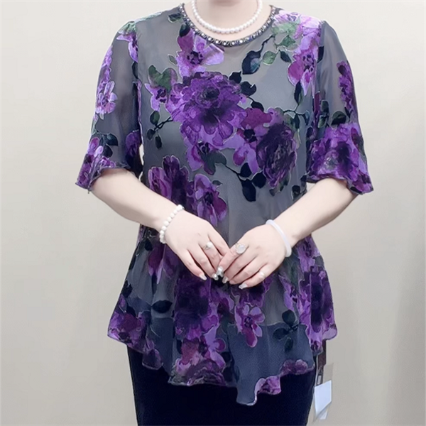 桑蚕丝小衫洋气妈妈装中长款43A1981