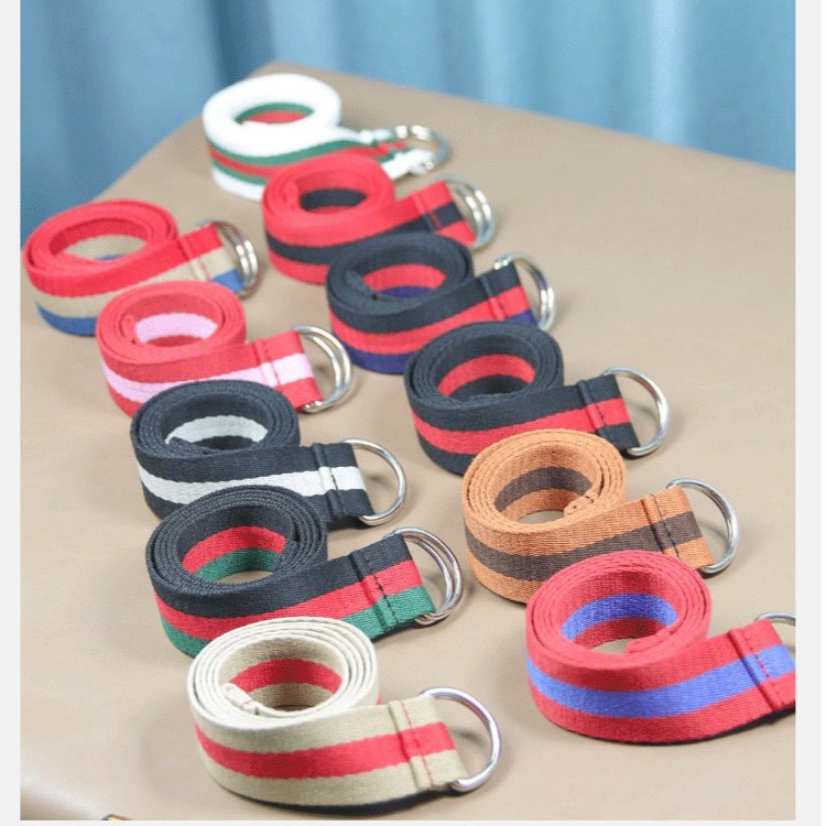 帆布编织腰带双环D扣男女同款简约百搭学生牛仔裤ins风皮带