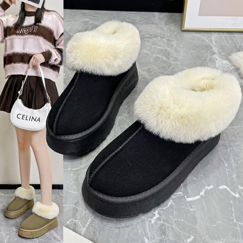 加绒加厚保暖鞋棉鞋女2025冬季雪地靴平底女鞋韩版短筒靴子百搭秋