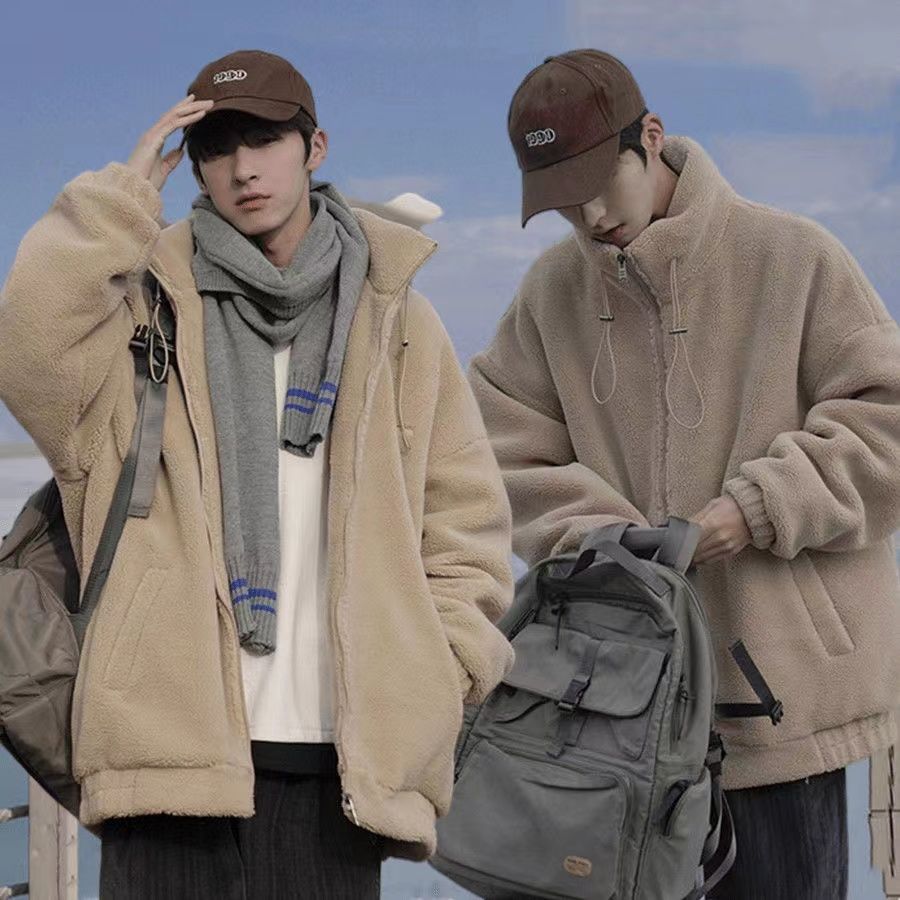 男款男装秋冬装外套加绒加厚外套潮流百搭韩版棉服港风休闲情侣棉