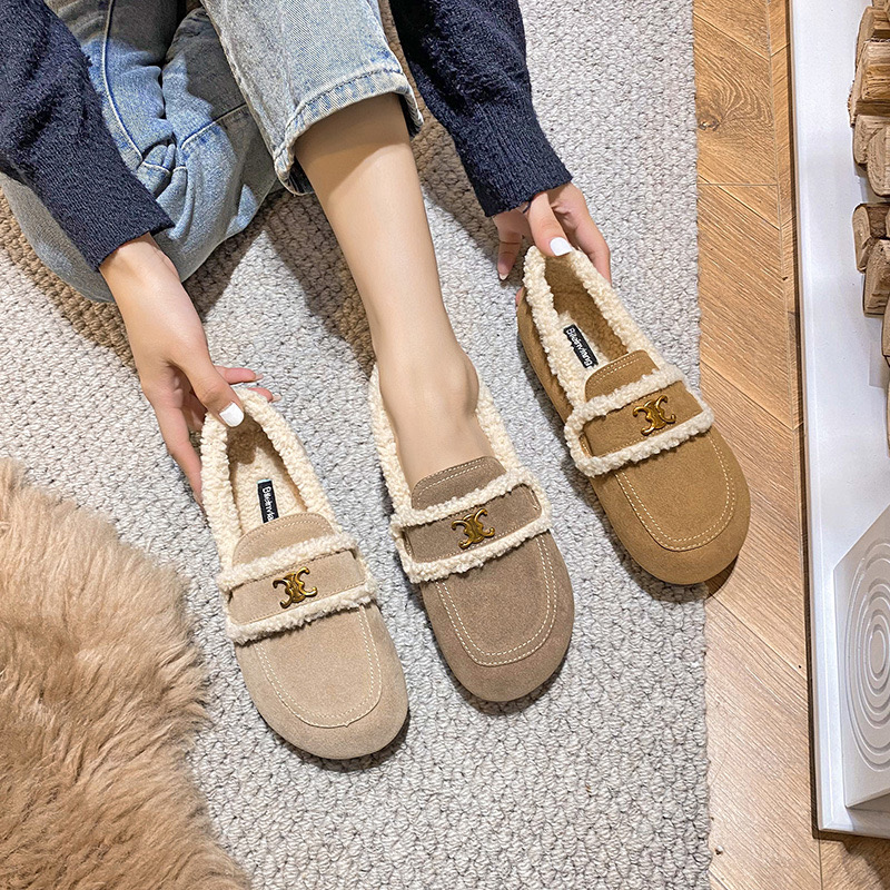 勃肯鞋女2025新款秋冬孕妇鞋子一脚蹬女鞋加绒豆豆软底博豆豆棉鞋