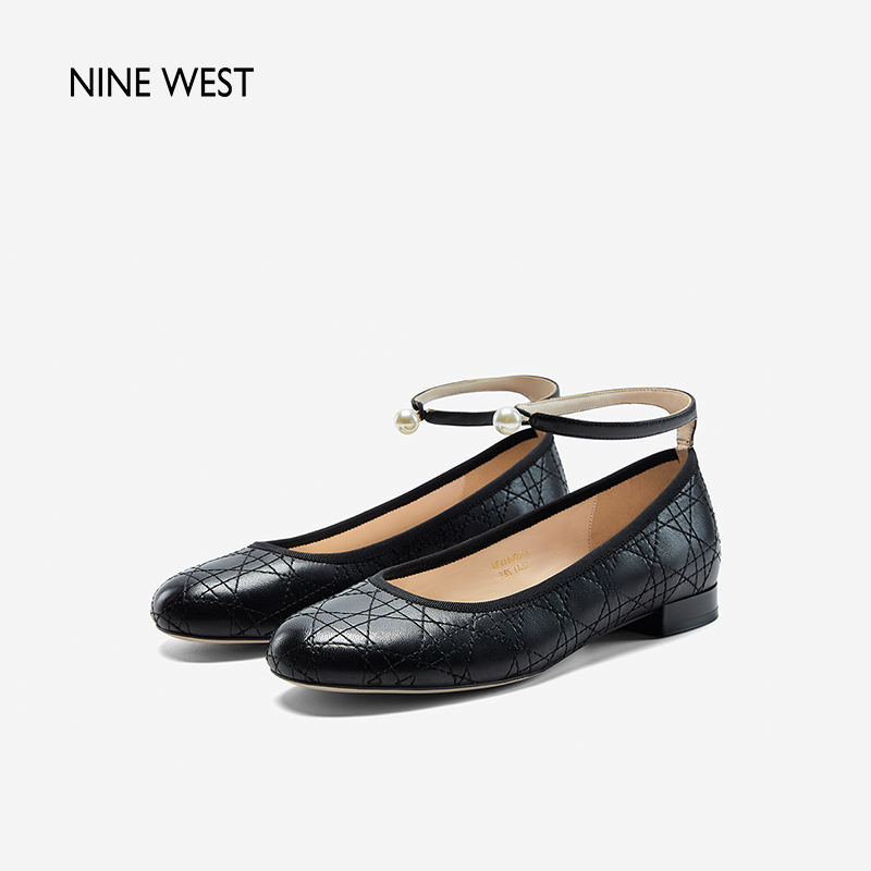 Nine West/玖熙2025年夏季新款低跟单鞋圆头复古芭蕾舞鞋平底单鞋