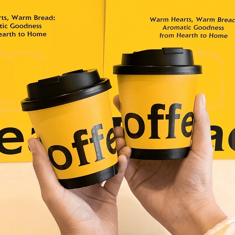 咖啡杯子一次性咖啡杯奶茶纸杯专用外带打包带盖商用热饮定制logo