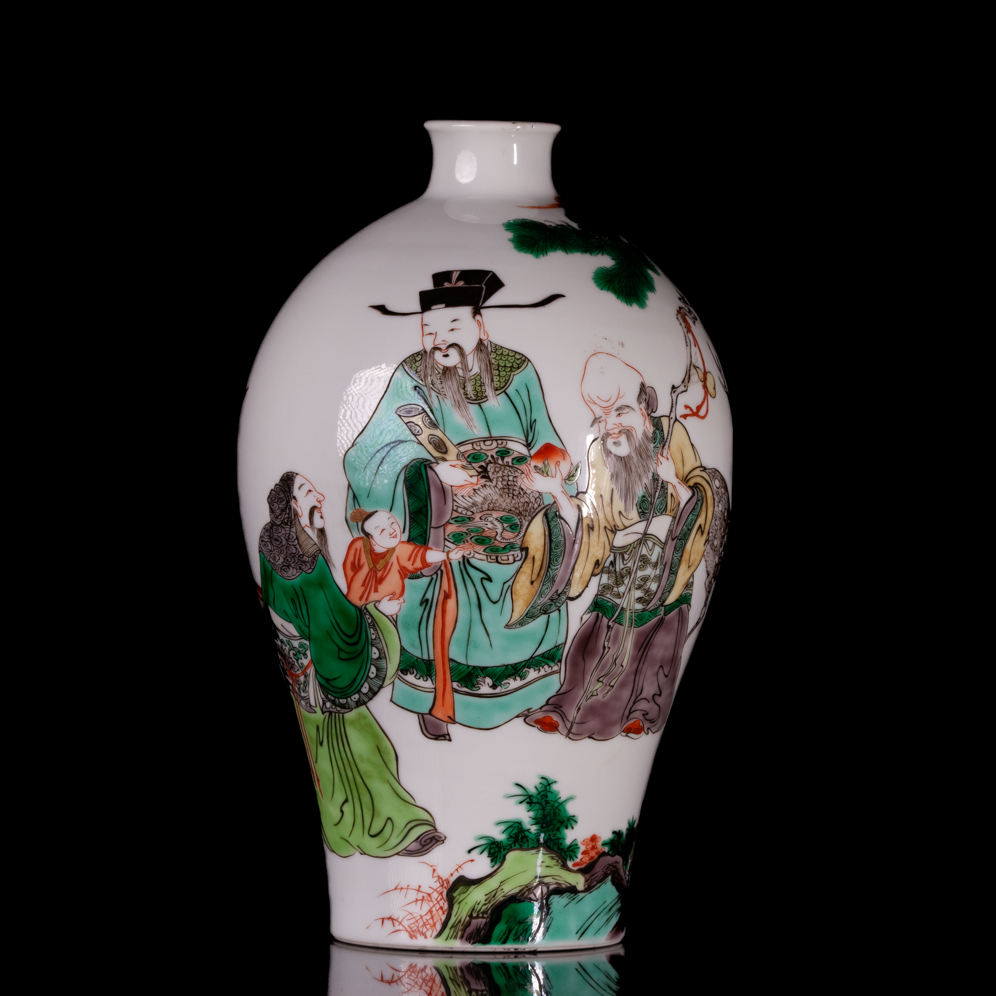 光绪 寿星祝寿五彩人物梅瓶瓷器W-2232-GS-0238