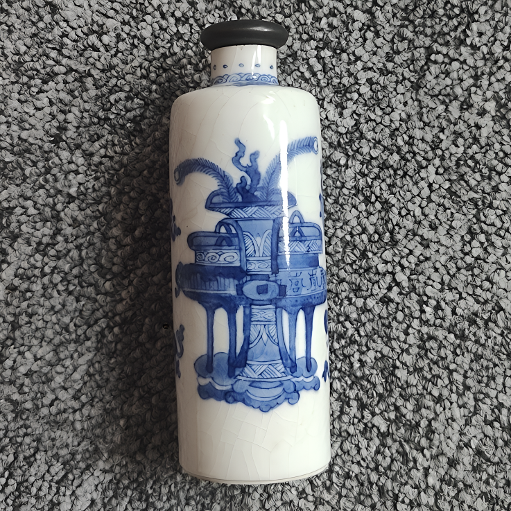  康 煨瓷-青花鼻烟壶古陶瓷GS-2419-高度12 肚径4