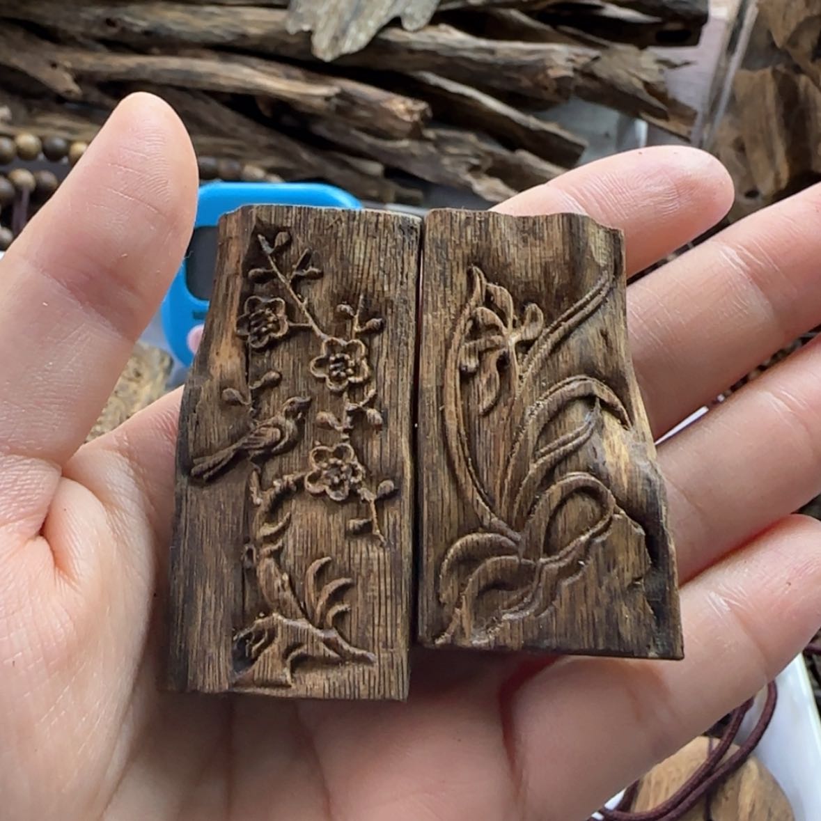 【闪购商品】香道类来****你雕刻牌一对