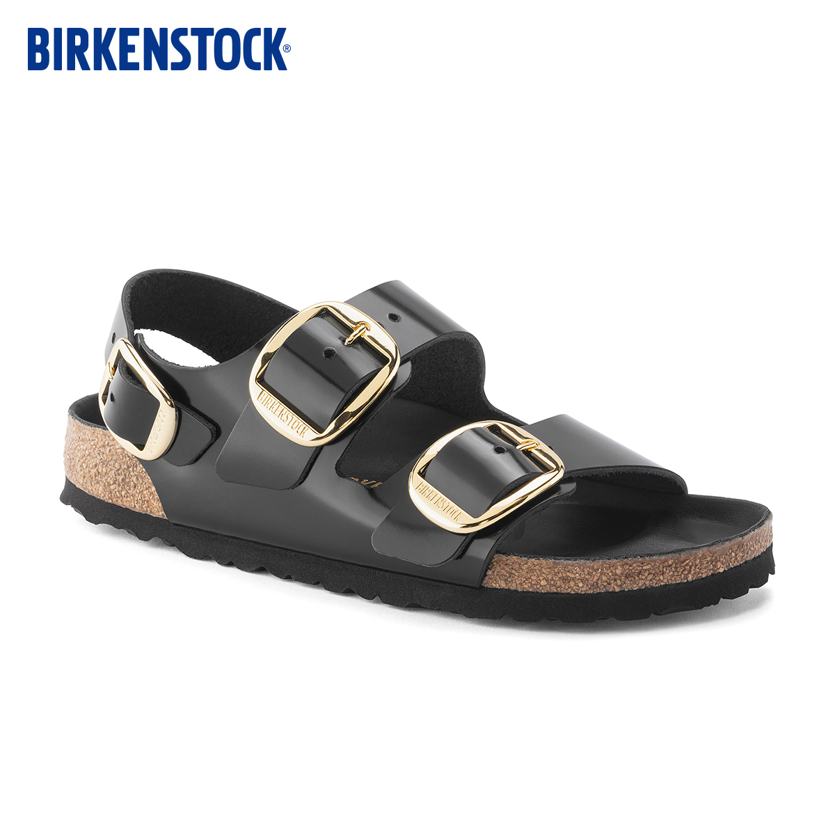 BIRKENSTOCK勃肯德国进口大扣女款牛皮革漆皮亮面Milano系踝凉鞋