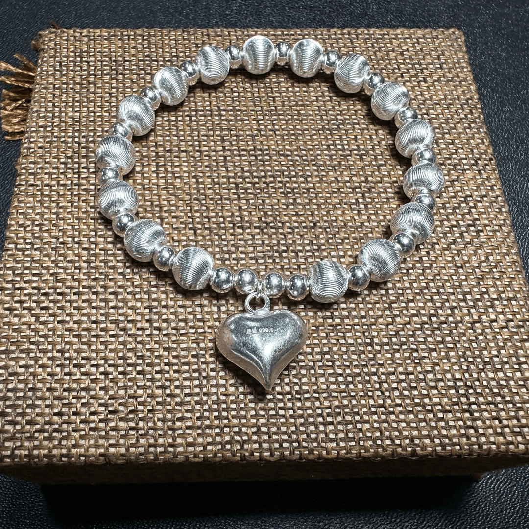 足银手链 猫眼手链 爱心镭射猫眼银珠手串足银999.9